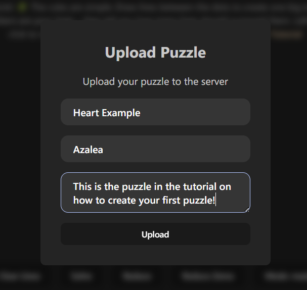 Heart example - Uploading puzzles